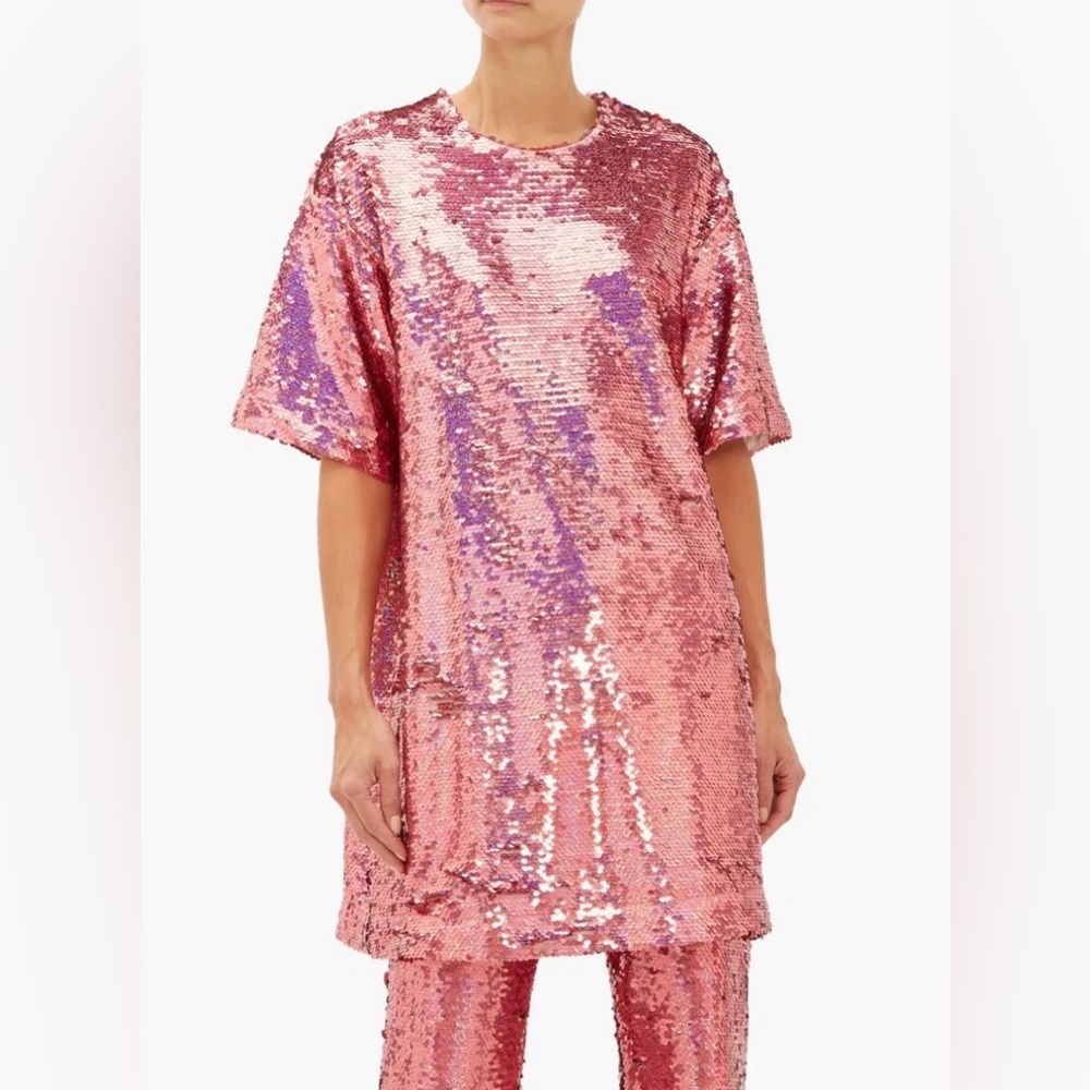 ✨ Raey Pink Sequin Longline Top / Mini Dress – Size UK 8 (US 4) ✨